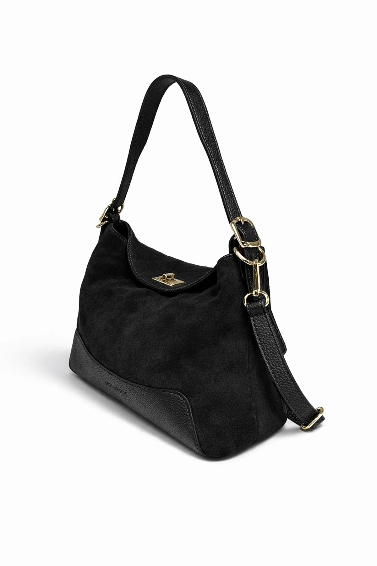 Sac cuir porté épaule PERLA SUEDE,  Noir