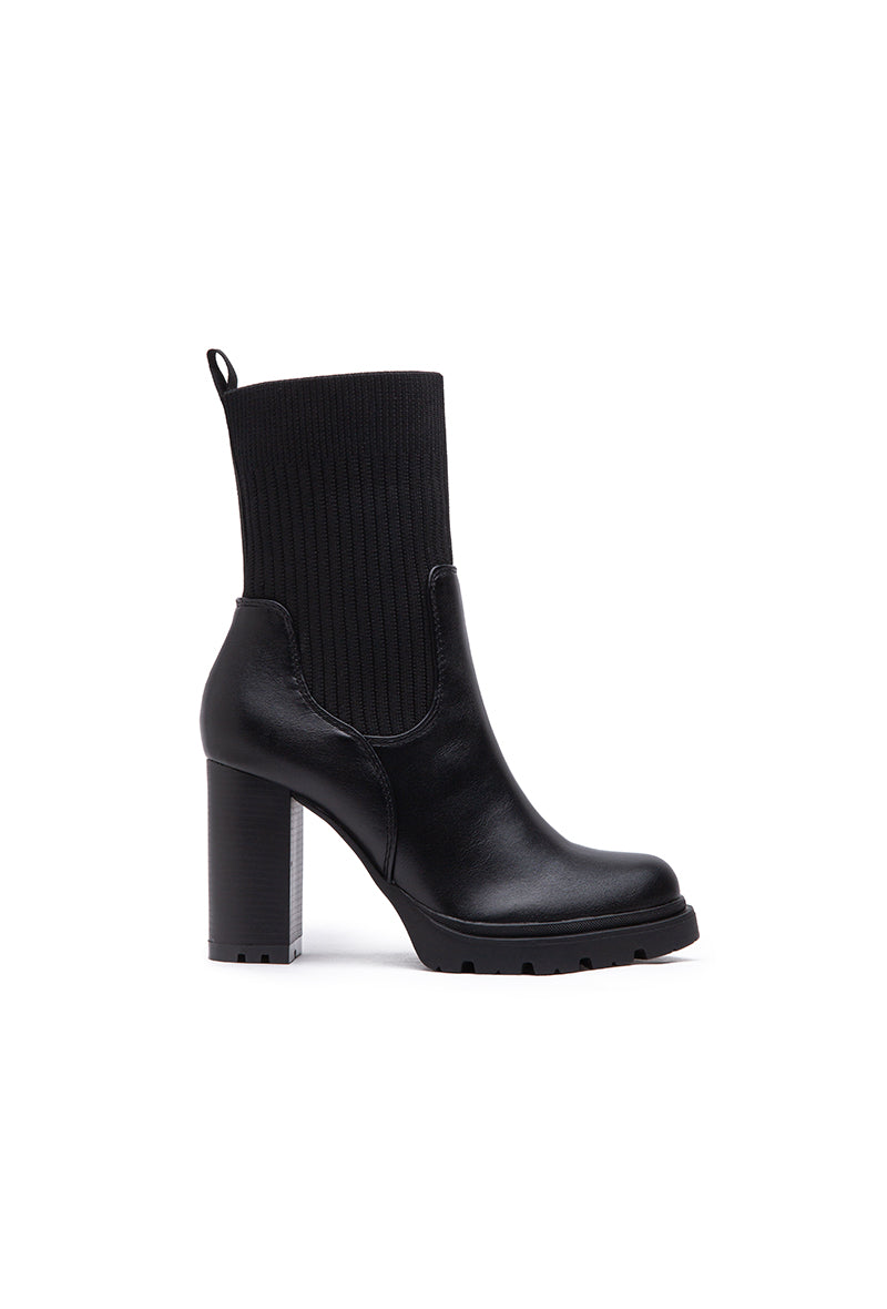Bottines chaussette plateforme à talon, Noir