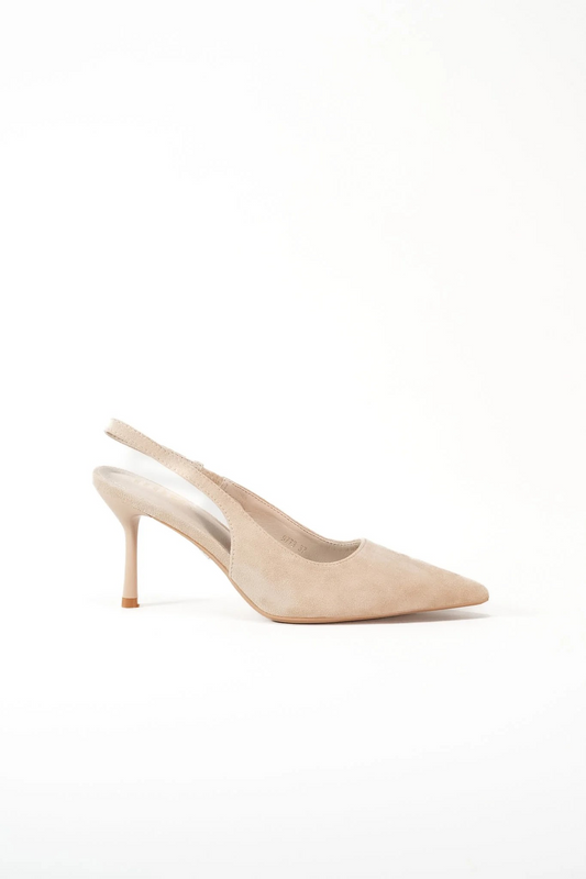 Escarpins slingback à talon aiguille, Taupe