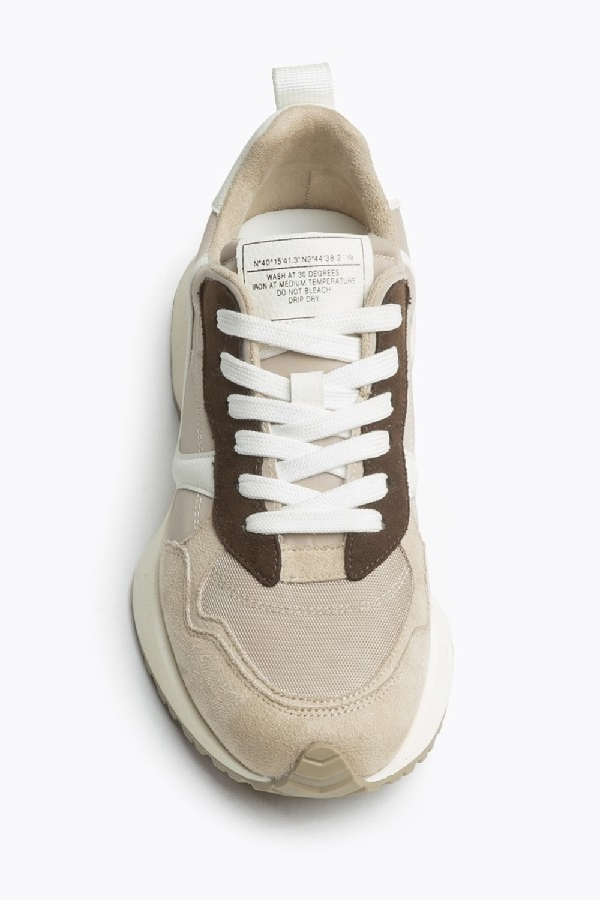 Basket running à lacets semelle crantée, Taupe