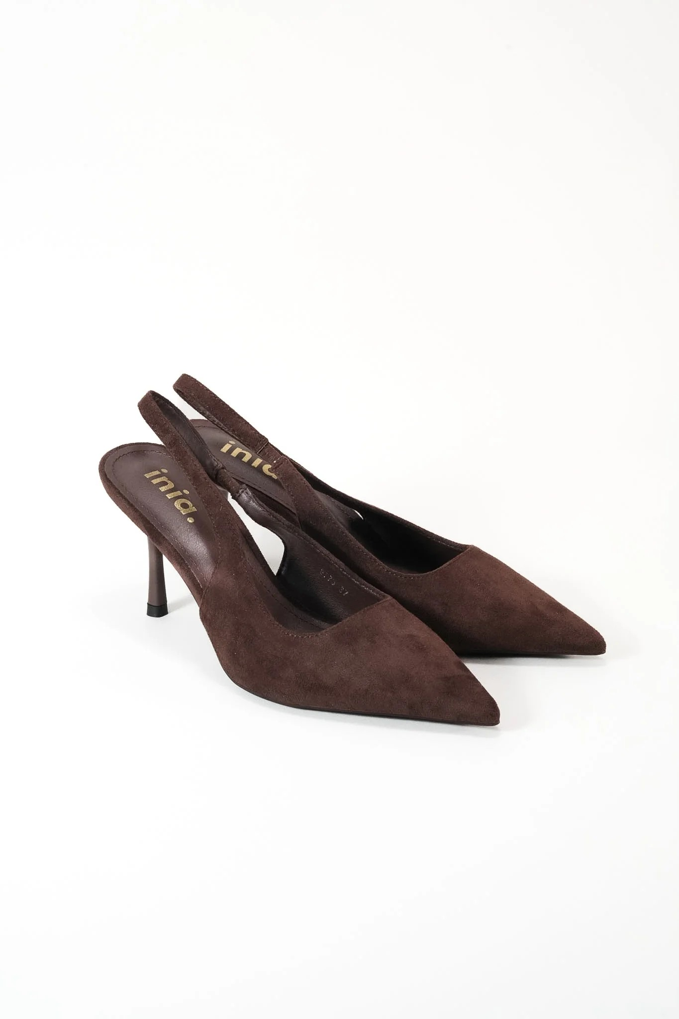 Escarpins slingback à talon aiguille, Marron