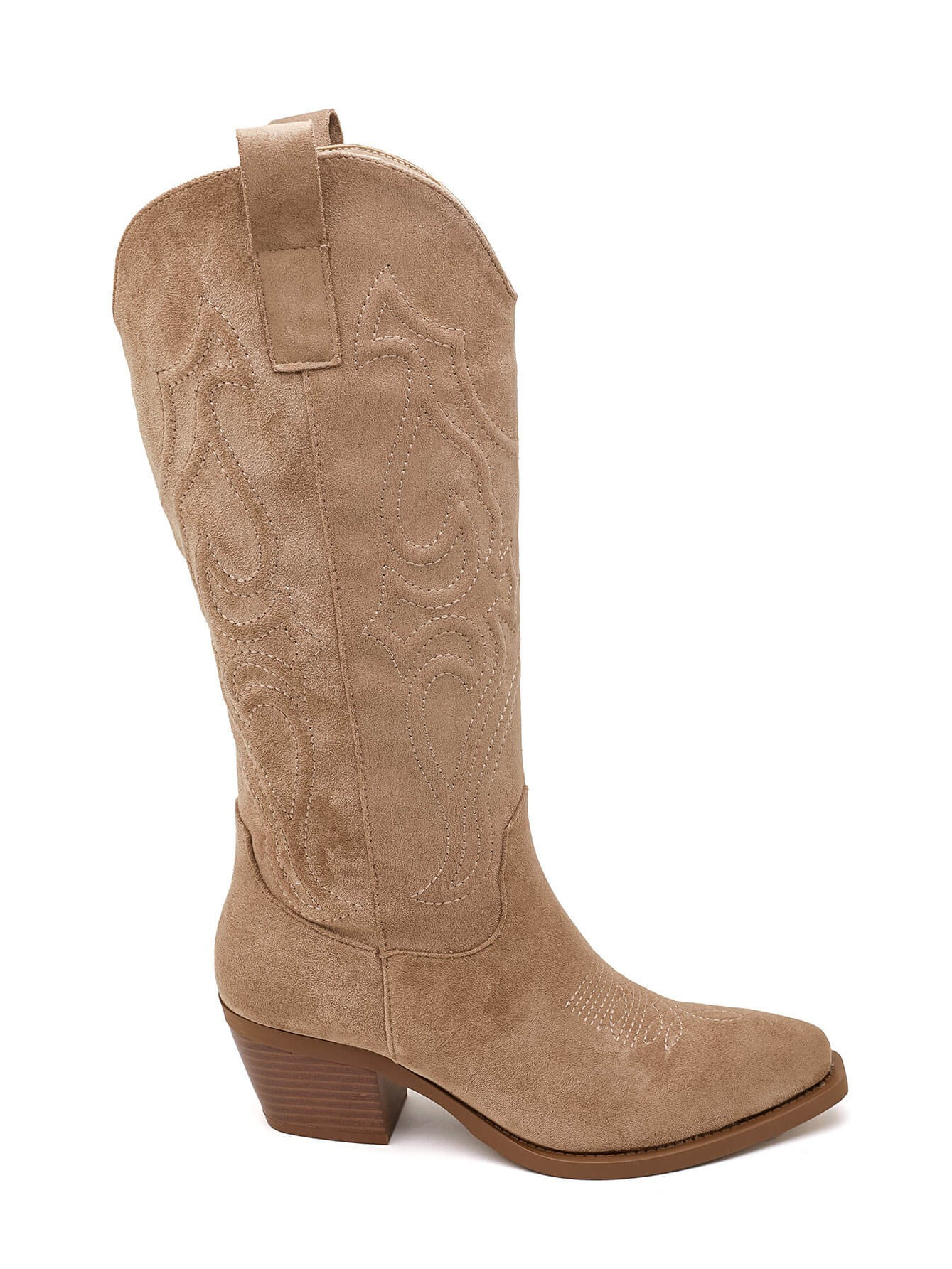 Bottes Santiags suédine style Cowboy, Taupe