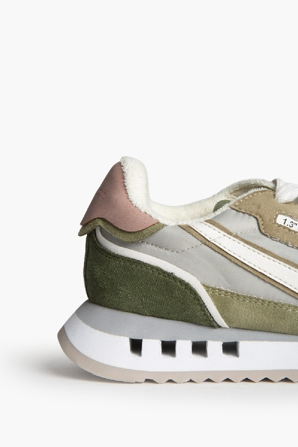 Basket running à lacets semelle crantée, Vert mix