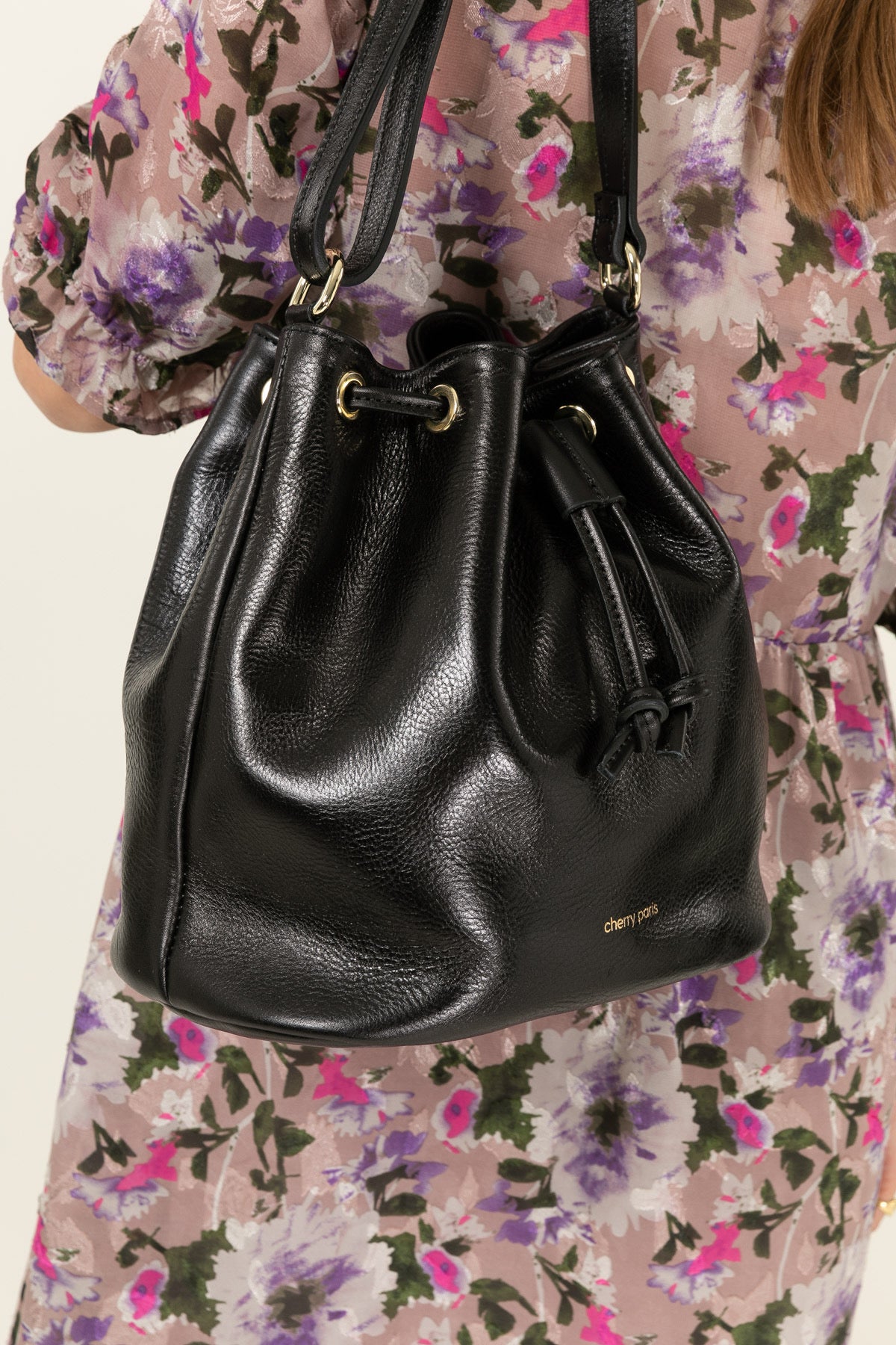 Sac bourse cuir, Linda - Noir