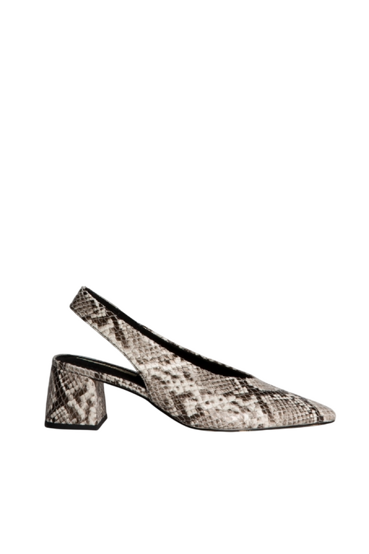 Escarpins slingback talon carré, effet serpent