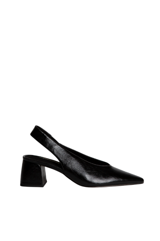 Escarpins slingback talon carré,  Noir