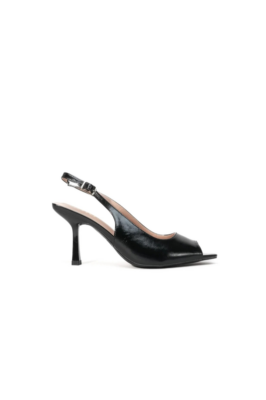 Escarpins slingback à bouts ouverts, Noir