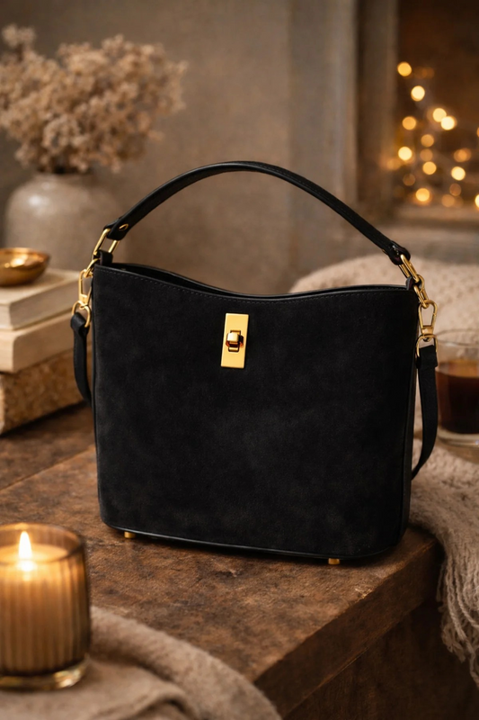 Sac ALIMA cuir SUÈDE - Noir