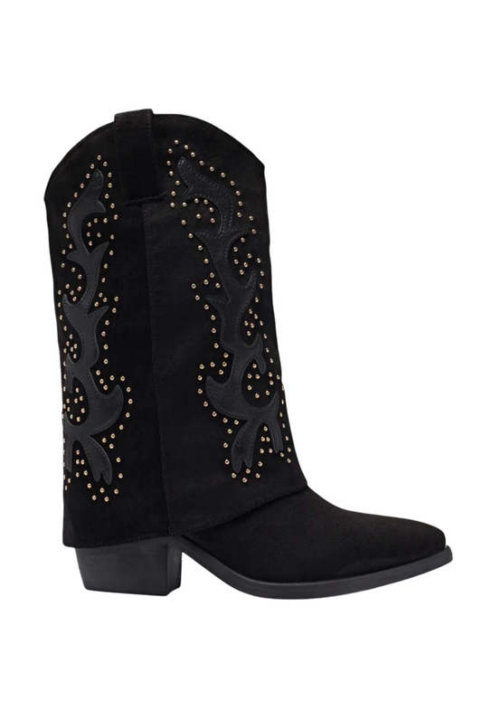 Bottes Santiags guêtres style Cowboy, Noir