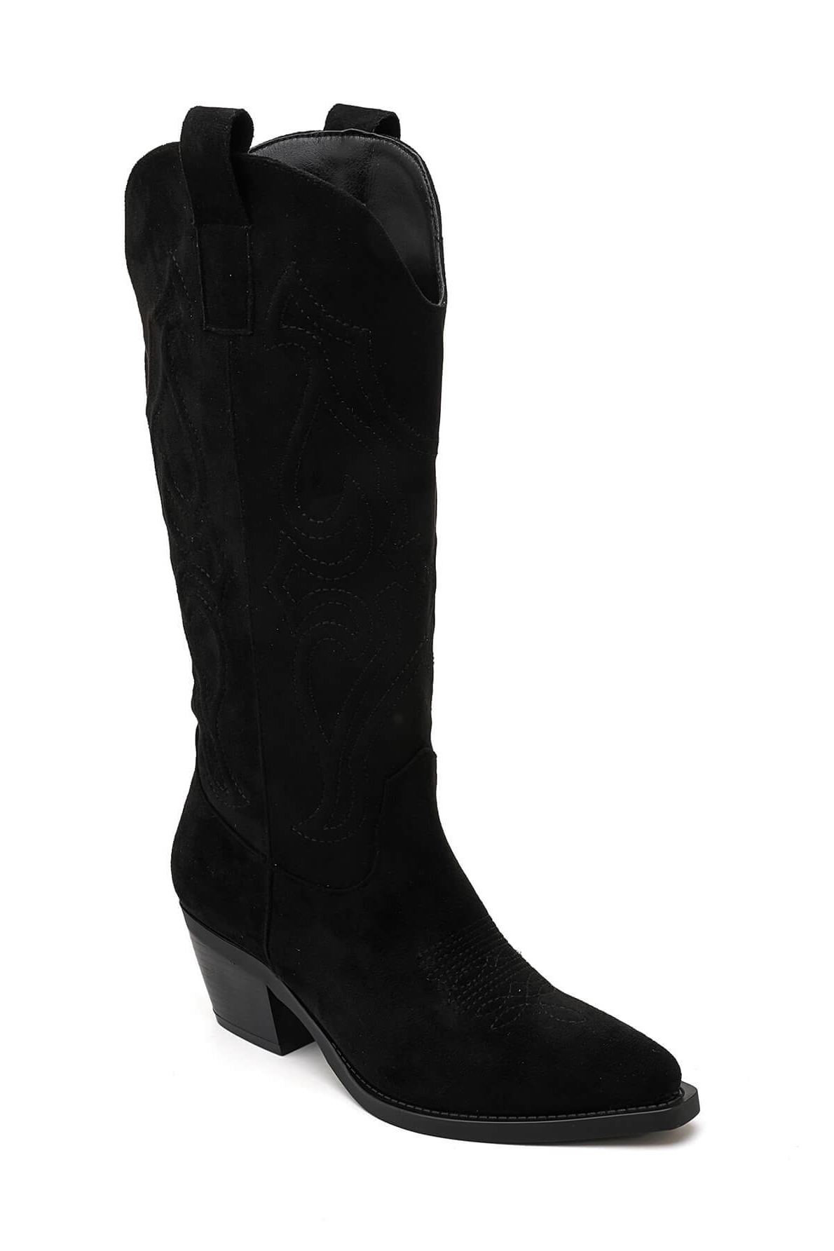 Bottes Santiags suédine style Cowboy, Noir