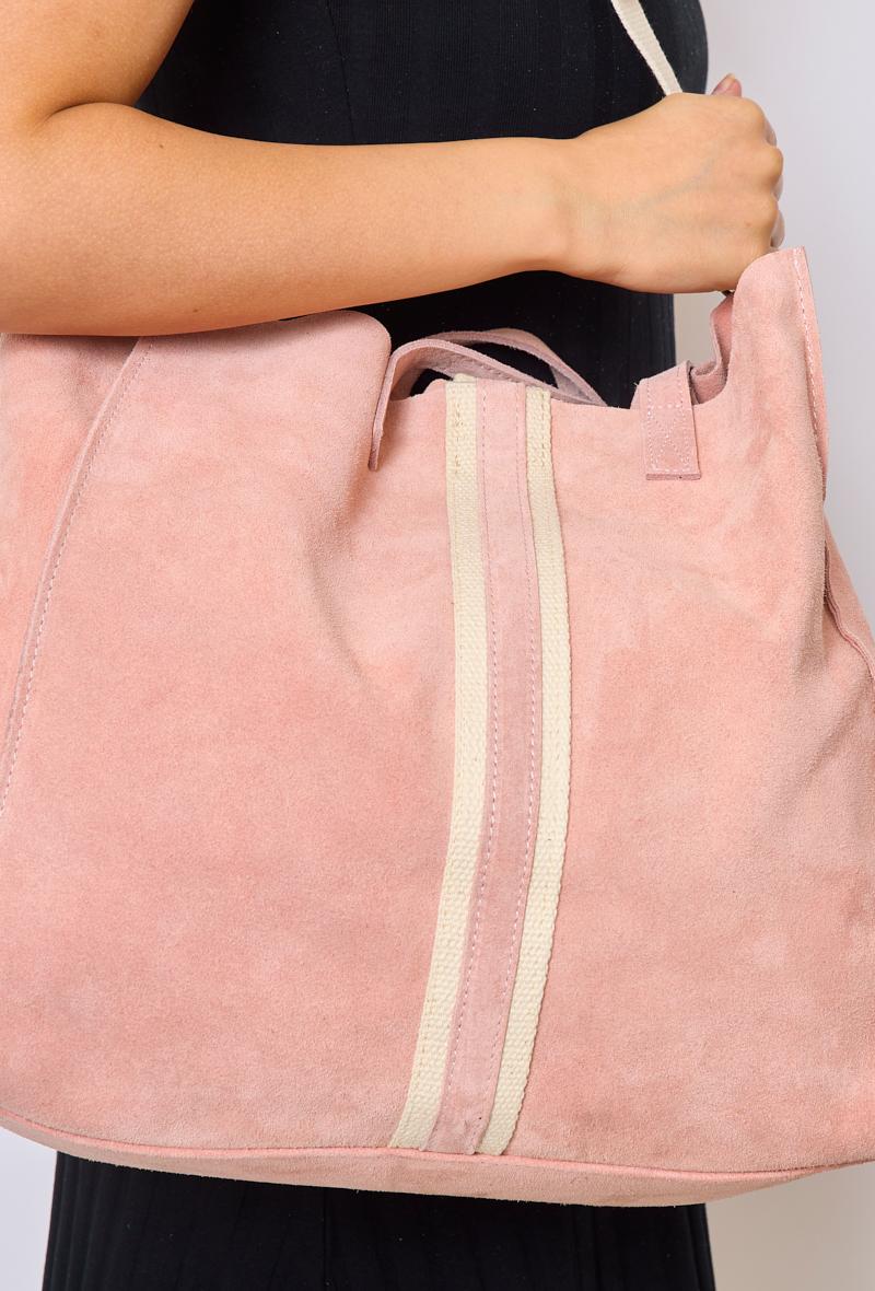 Sac cabas en cuir daim, Rose