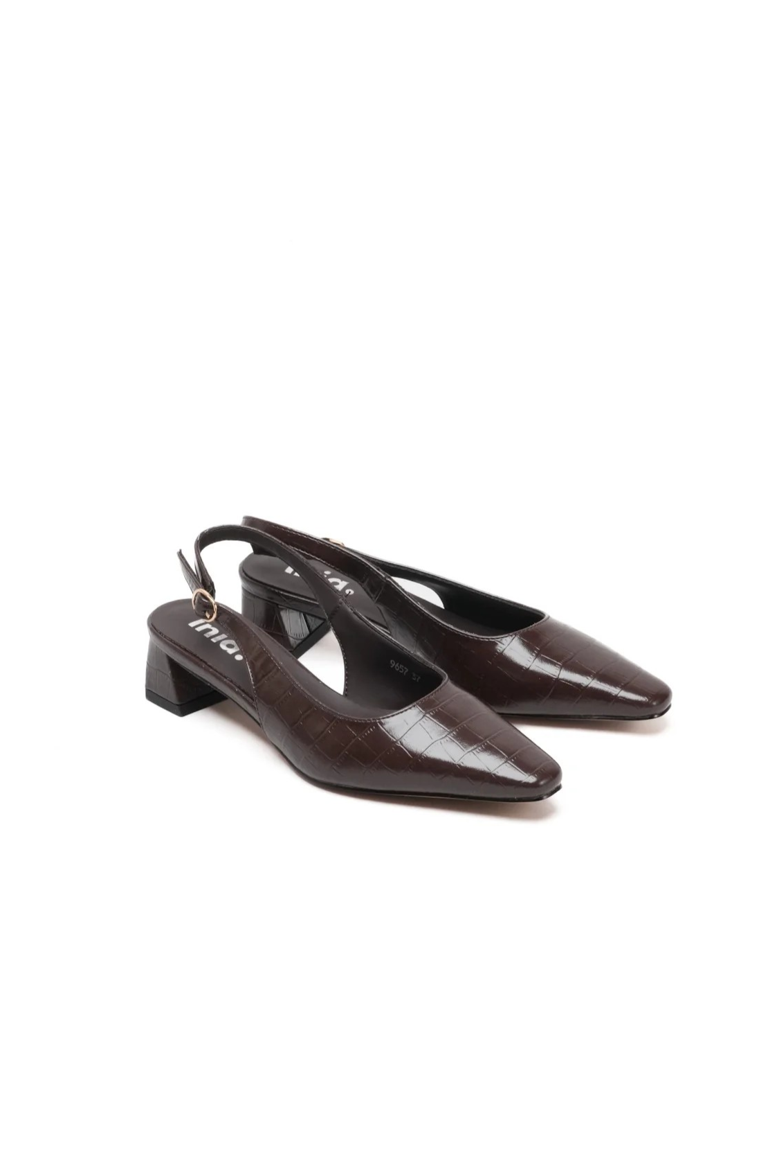 Ballerines slingback avec boucle, Marron