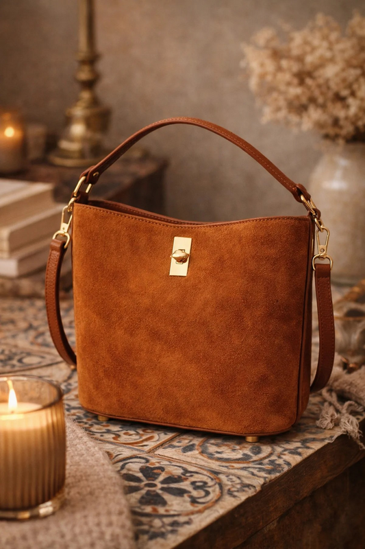 Sac ALIMA cuir SUÈDE - Cognac