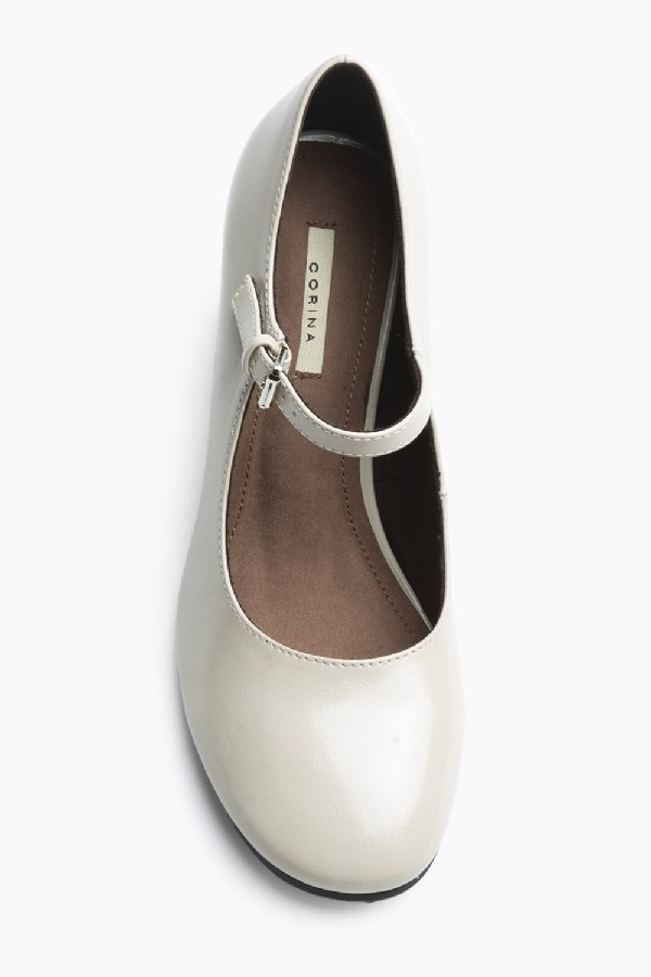 Escarpin avec bride bout carré talon bloc, Nude