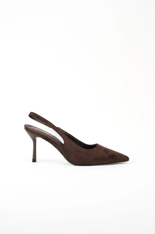 Escarpins slingback à talon aiguille, Marron