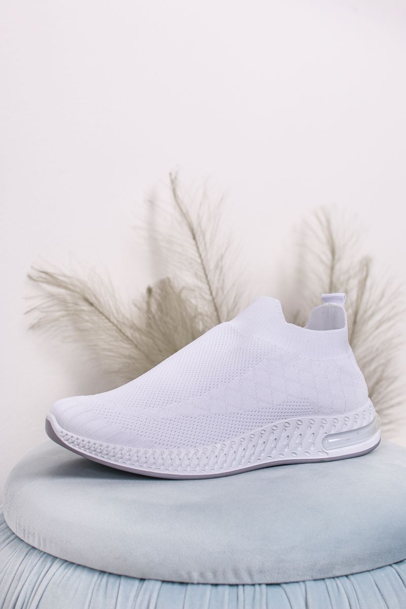 Sneakers femmes plats sans lacets Blanc