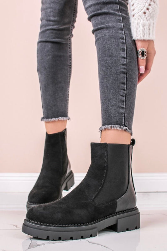 Bottines chelsea simili daim, Noir