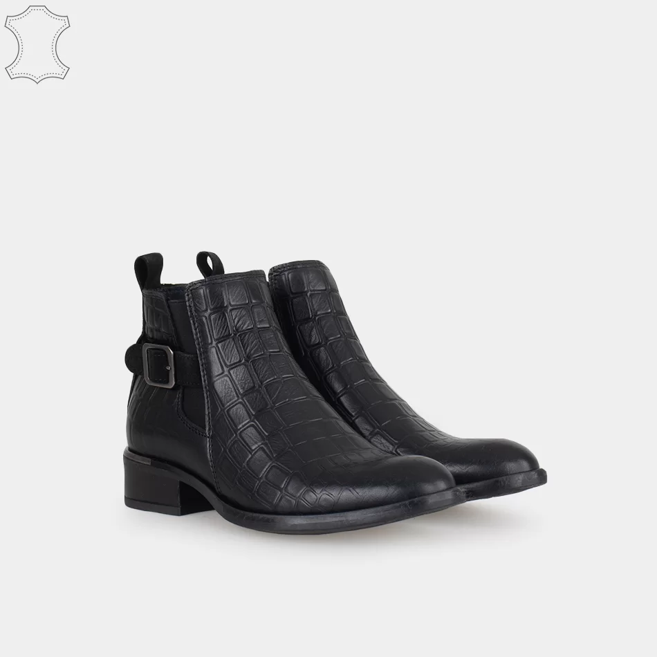 Bottines top cuir croco