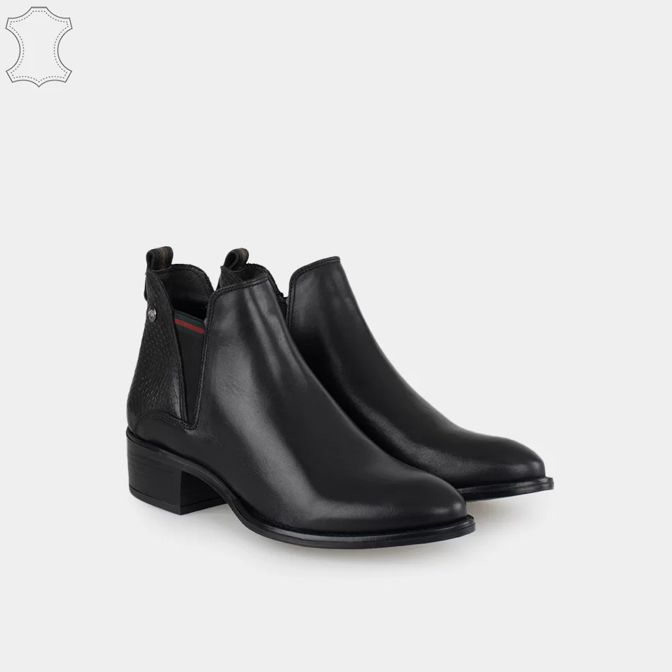 Bottines talon cuir noir femme online