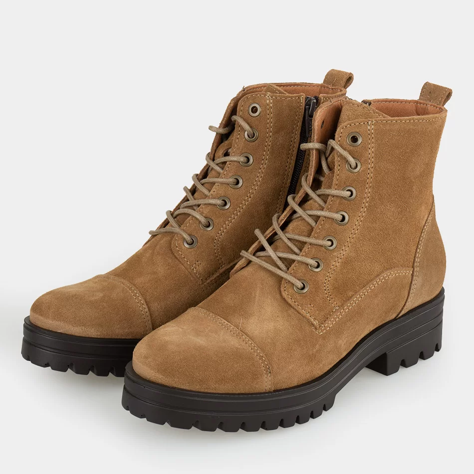 Bottines femmes a lacets Taupe semelle epaisse
