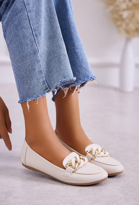 Ballerines tendances avec Chaîne, beige/nude