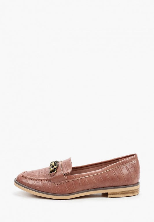 Loafer Mocassins Femme avec boucle métalisée, en simili cuir, Rose pâle