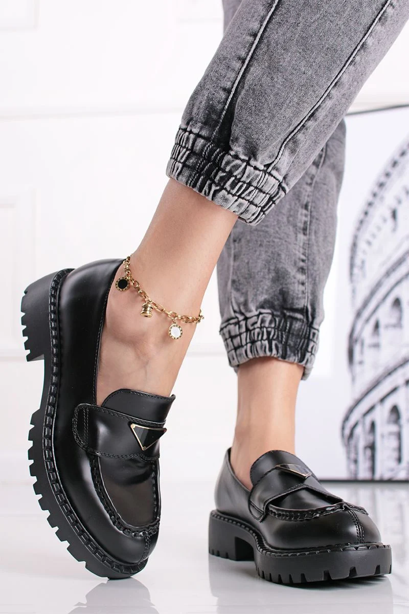 Mocassins femme grosse semelle Noir