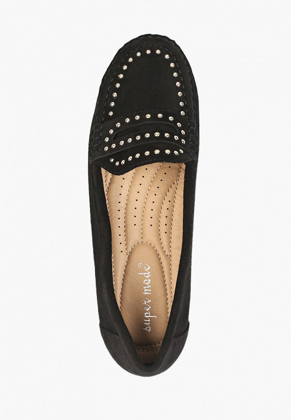 Chaussures plates Femme Mocassins Noir, souple confort